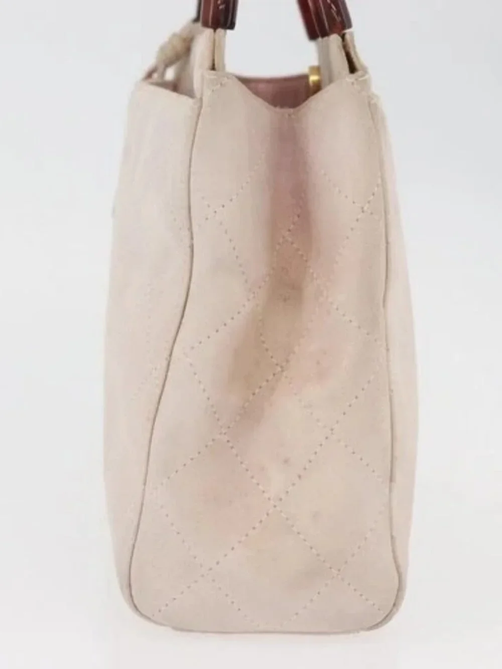 CHANEL Hand Bag Suede Pink Gold CC Auth BAZ810A
